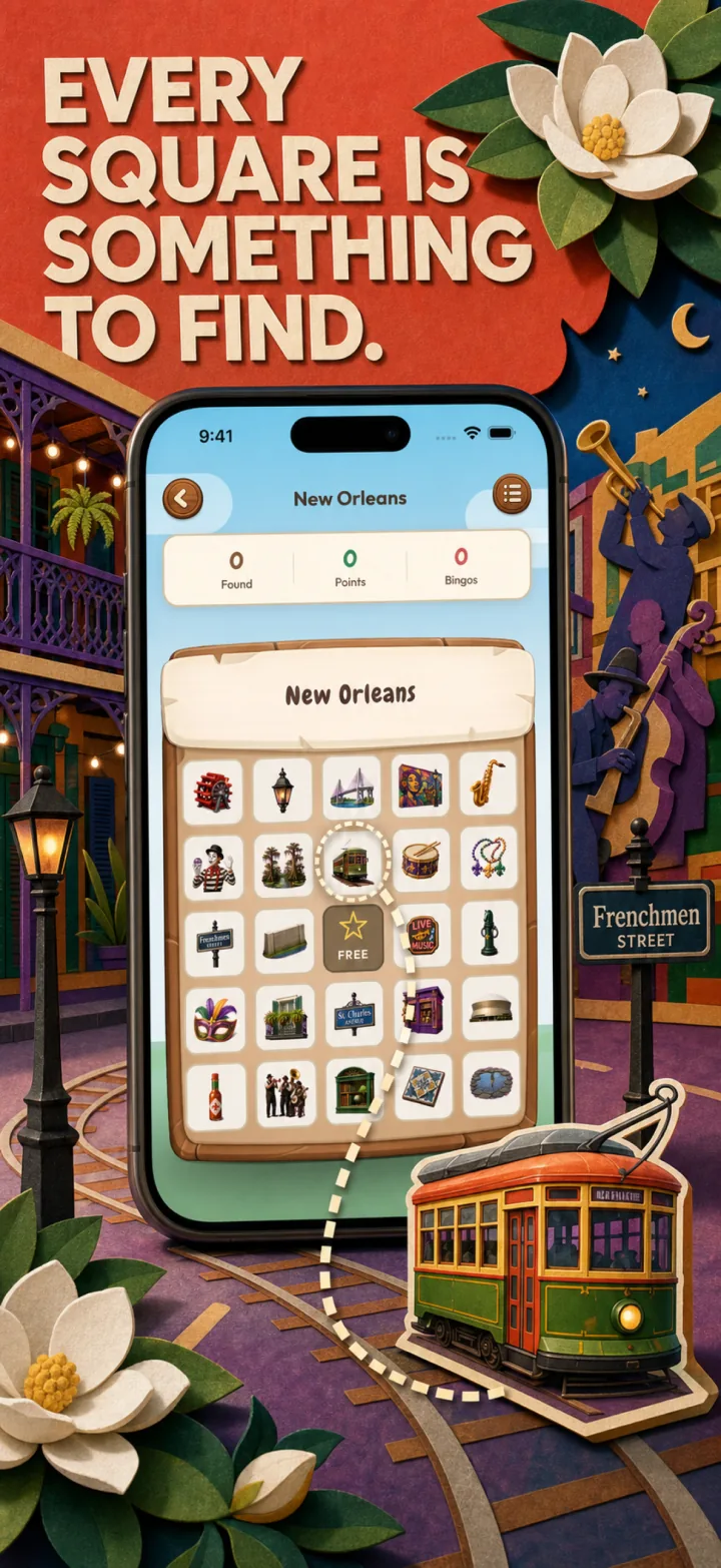 Vision Bingo board filled with real-world objects to find